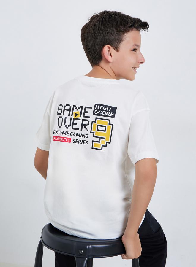 ستايلي تيشيرت واسع بطبعة جرافيك وأكمام قصيرة - Image 3